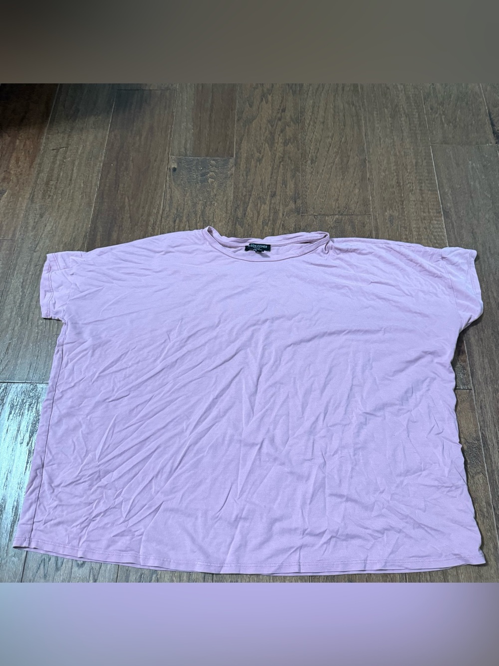 Eileen Fisher Petite Pink Tencel Lyocell Stretch Boxy Short Sleeve Tee PL PG